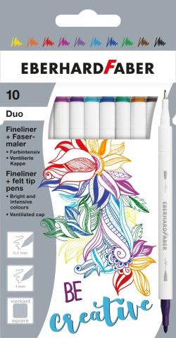 Rechizite Școlare - Carioci 10 culori 2 capete (carioca+liner) eberhard faber