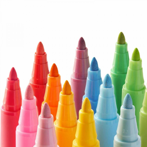 Set Carioci Acrilice MiDeer, 6 Culori - Markere cu Vârf Tip Pensulă, Sigur pentru Copii [5]