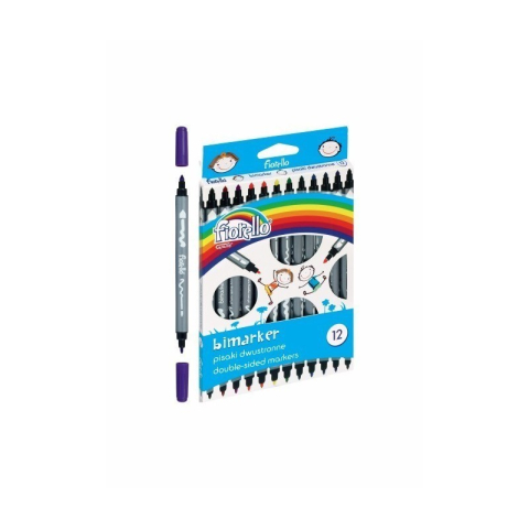 Carioci colorate Fiorello Bimarker GR-F816-12, 2 capete, 12 culori, varf 1-3mm, blister carton [1]