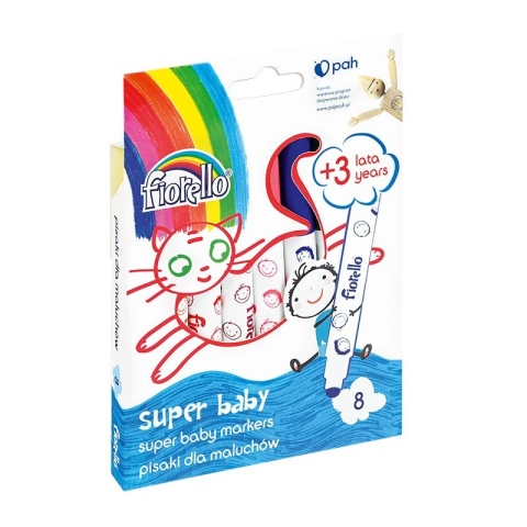 Birotică și Papetărie - Carioci colorate Fiorello SuperBaby GR-F165-8, 8 culori, lavabile, blister carton