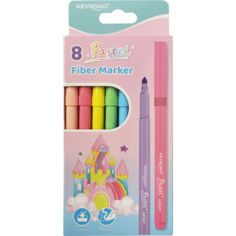 Birotică și Papetărie - Carioci colorate Keyroad KR972034, 8 culori, blister carton