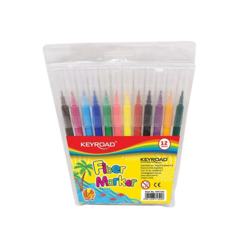 Birotică și Papetărie - Carioci colorate Keyroad Washable KR971840, 12 culori, lavabile, blister PVC