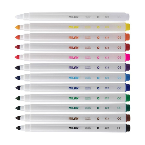 Carioci colorate MILAN Erasable 80093, 12 culori, varf 5mm [1]