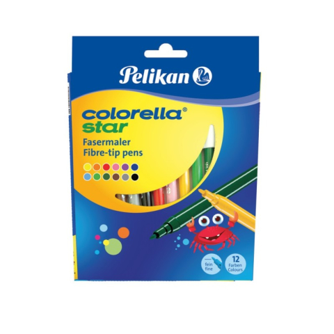 Birotică și Papetărie - Carioci colorate Pelikan Colorella Star 807517 / 814508, 12 culori, blister carton