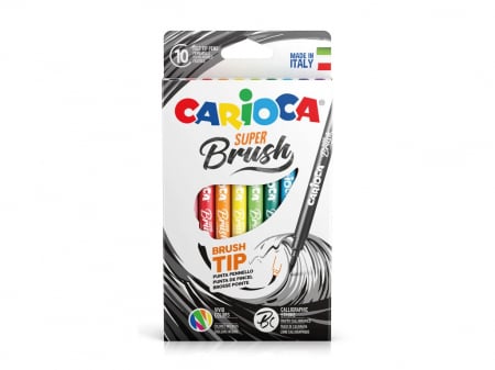 Set 10 carioci cu varf de pensula Carioca Super Brush 10 culori. [0]