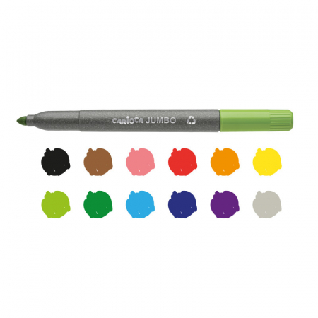 Set 12 carioci super lavabile Carioca Jumbo Eco, culori diferite. [1]