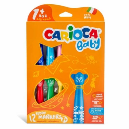 Carioci bebelusi 1 an, lavabile, Carioca Baby 1+, 12 culori / set