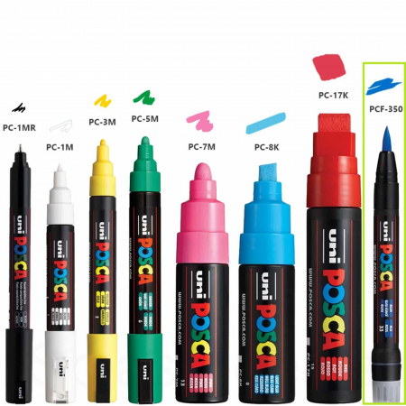Carioci POSCA cu Varf de Pensula, Marker PCF-350, UNI - Micostore.ro [4]