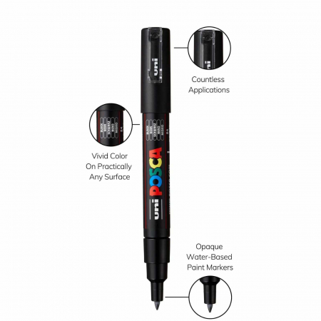 Carioci POSCA, Marker varf 0.7 mm, PC-1M, UNI - Micostore.ro [1]