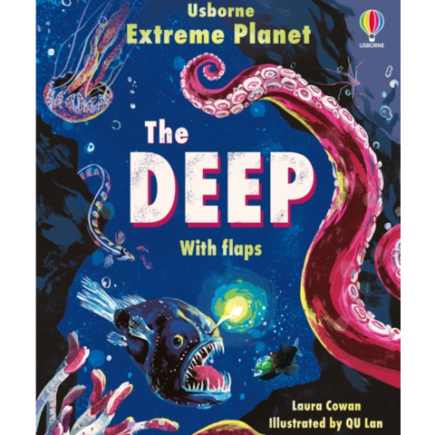 Cărți Educative, Activități - Carte cu clapete The Deep Usborne, explorare ocean și adancuri pentru copii, board book, 16 pagini, Varsta 5-9 Ani
