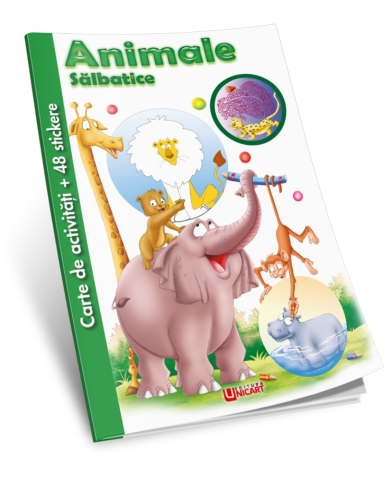 Cărți Educative, Activități - Carte de activitati cu animale salbatice si 48 de stickere, 100 pagini