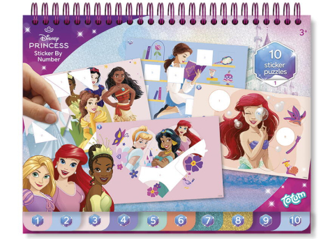 Cărți Educative, Activități - Carte de colorat & abtibilduri cu numere - Disney Princess