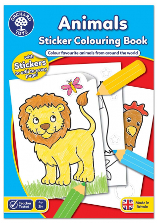 Cărți Educative, Activități - Carte de colorat cu activitati in limba engleza si abtibilduri Animale ANIMALS