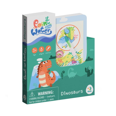 Cărți Educative, Activități - Carte de colorat cu apa, Dinozauri, copii varsta 3-6 ani