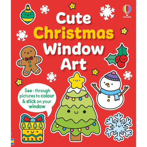Carti de colorat si blocuri de desen - Carte de colorat pentru geam, Cute Christmas Window Art, 5 Ani+