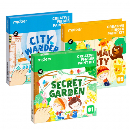Carte de Pictat cu Degetele - Animal Party, Nivel Intermediar, 50 Pagini, Creative Finger Paint Kit [5]