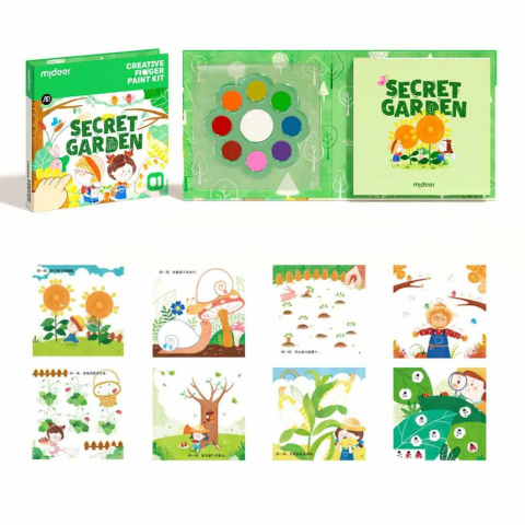 Carte de Pictat cu Degetele - Secret Garden, Nivel Începător, 50 Pagini, Creative Finger Paint Kit [1]