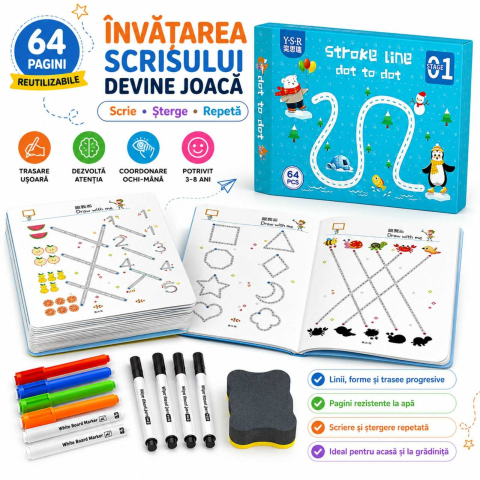 Jocuri si Jucarii Educative - Carte educativa cu activitati de asociere si recunoastere, reutilizabila, 64 pagini,Dot to Dot