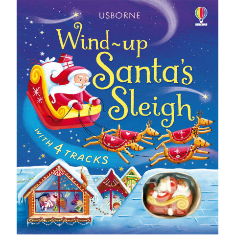 Cărți activități și jocuri copii - Carte interactiv cu jucarie si sanie, Wind-Up Santa's Sleigh, 3 Ani+