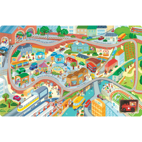 Carte Interactiva cu Trenulet, 4 Piste Puzzle Detasabile, Jucarie Inclusa, Wind Up Train, Varsta 3 ani+ [2]