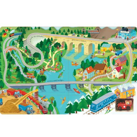 Carte Interactiva cu Trenulet, 4 Piste Puzzle Detasabile, Jucarie Inclusa, Wind Up Train, Varsta 3 ani+ [3]