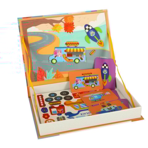 Carte magnetica Transport puzzle 66 piese – joc STEAM educativ pentru copii [1]
