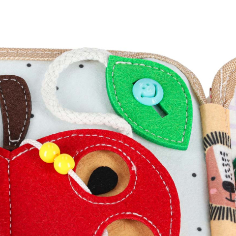Carte senzoriala educativa, Busy Book, Montessori 7 in 1, 8 pagini, 3D, cu elemente detasabile, model girafa [5]