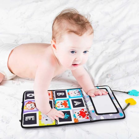 Carte si Covor Senzorial Pliabil, cu Oglinda si Activitati Bebe [7]