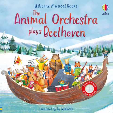 Carti in Engleza pentru copii - Carte Sonora Usborne Sound Book, Beethoven si Orchestra Animalelor, The Animal Orchestra Plays Beethoven,  varsta 6 luni+