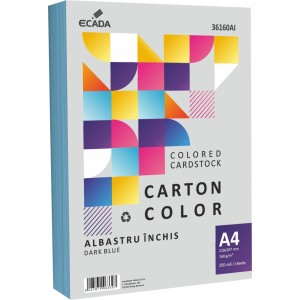 Birotică și Papetărie - Carton color 160g/mp a4 250 coli ecada albastru inchis 36160ai