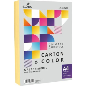Birotică și Papetărie - Carton color 160g/mp a4 250 coli ecada galben mediu 36160gm