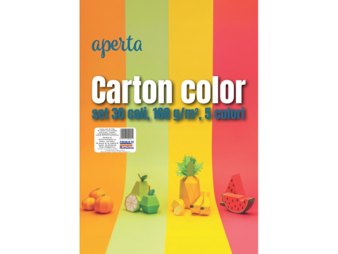 Articole din hârtie, Hârtie specială - Carton color A4 Aperta - Set 30 coli, 160 g/mp, 5 culori intense