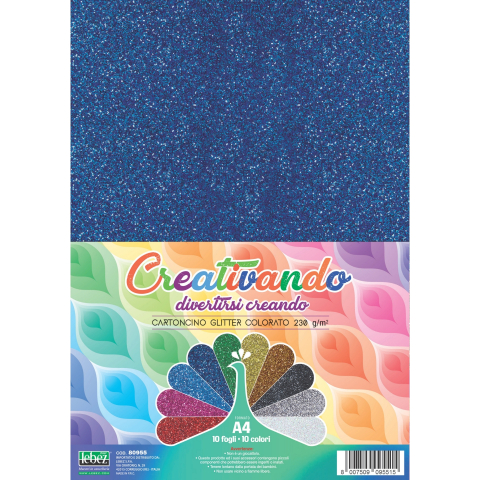 Rechizite Școlare - Carton colorat asortat 10 culori cu glitter, A4, 21 x 29.7 cm, 160 g/m2, copii varsta 3 ani+,6 ani+,8 ani+