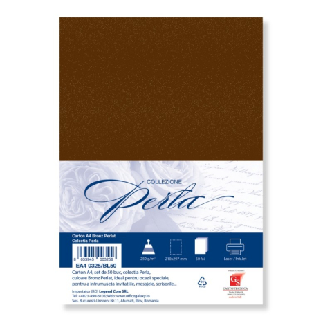 Art & Craft si Artizanat - Carton special colorat A4 Colorarte Perla, 250g/mp, bronz perlat, top 50 coli