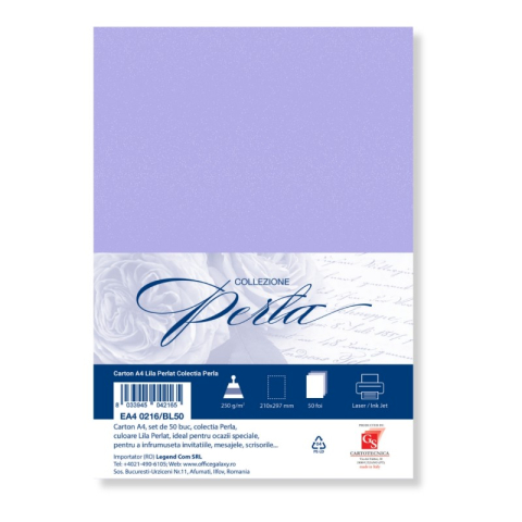 Art & Craft si Artizanat - Carton special colorat A4 Colorarte Perla, 250g/mp, lila perlat, top 50 coli