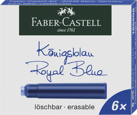 Rezerve Pixuri, Mine si Patroane de Cerneala - Cartuse cerneala mici albastre 6 buc/cutie faber-castell