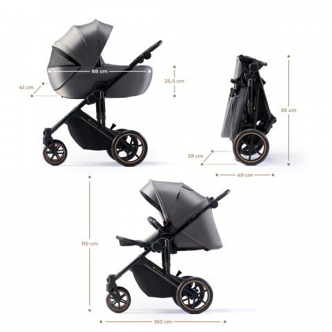 Carucior 2 in 1 kinderkraft prime 2, shadow grey, varsta de la 0 luni la 5 ani [5]
