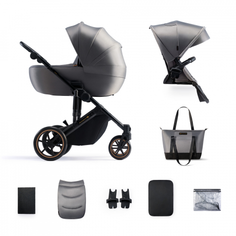 Carucioare, articole transport - Carucior 2 in 1 kinderkraft prime 2, shadow grey, varsta de la 0 luni la 5 ani