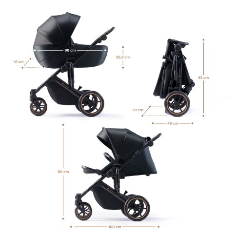 Carucior 2 in 1 kinderkraft prime 2, venezian black, varsta de la 0 luni la 5 ani [5]