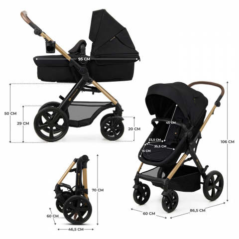 Carucior 3 in 1 kinderkraft moov 2, negru pur, varsta de la 0 luni la 3 ani [4]