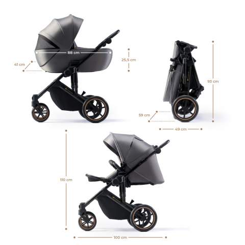 Carucior 3 in 1 kinderkraft prime 2 3in1 mink pro grey, varsta de la 0 luni la 5 ani [4]
