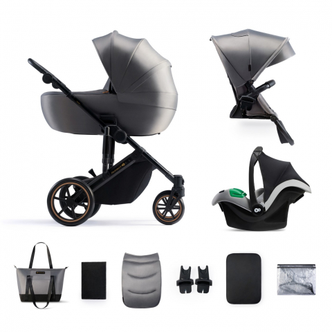 Carucioare, articole transport - Carucior 3 in 1 kinderkraft prime 2 3in1 mink pro grey, varsta de la 0 luni la 5 ani