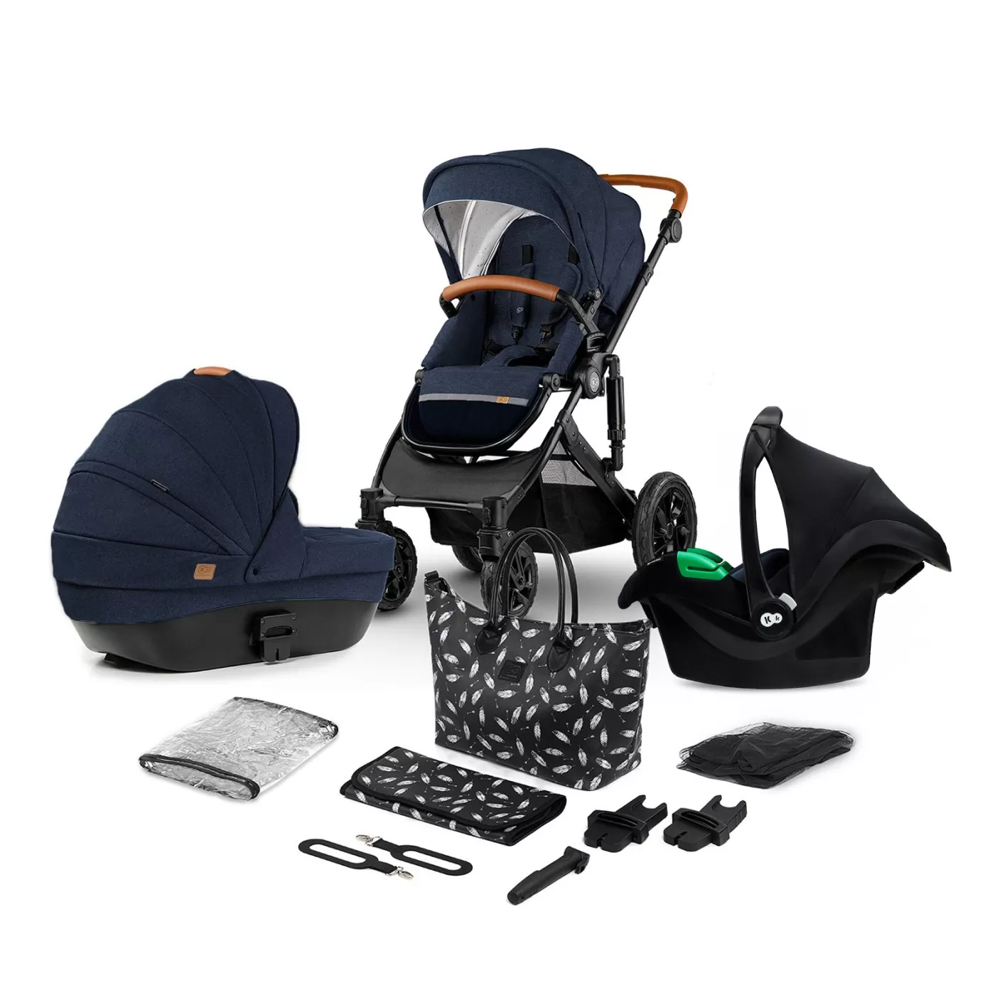 Carucioare, articole transport - Carucior 3 in 1 kinderkraft prime 2 3in1 mink pro navy, varsta de la 0 luni la 5 ani