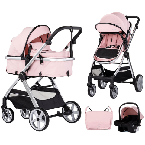 Carucioare, articole transport - Carucior Chipolino Vista 3 in 1 pink marshmallow