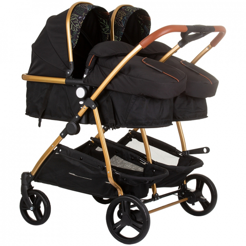 Carucioare, articole transport - Carucior gemeni Chipolino Duo Smart 2 in 1 obsidian leaves