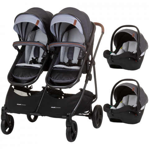 Carucioare, articole transport - Carucior gemeni Chipolino Duo Smart 3 in 1 silver grey