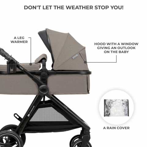 Carucior kinderkraft esme, 3 in 1, sand beige, varsta de la 0 luni la 4 ani [2]