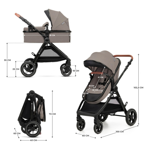 Carucior kinderkraft esme pro, 3 in 1, sand beige copii varsta 0 luni - 4 ani [5]