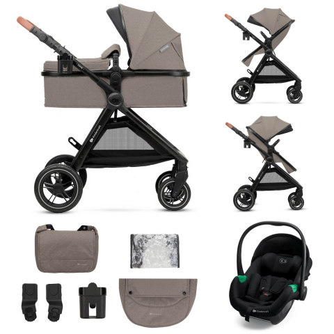 Carucioare, articole transport - Carucior kinderkraft esme pro, 3 in 1, sand beige copii varsta 0 luni - 4 ani