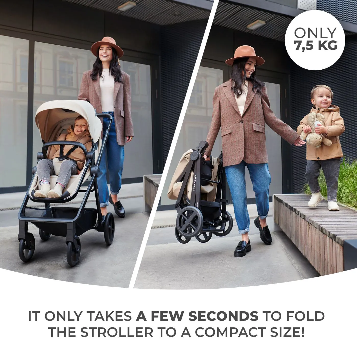 Carucior kinderkraft newly, 3 in 1, bej, copii varsta 0 luni pana la 4 ani [1]